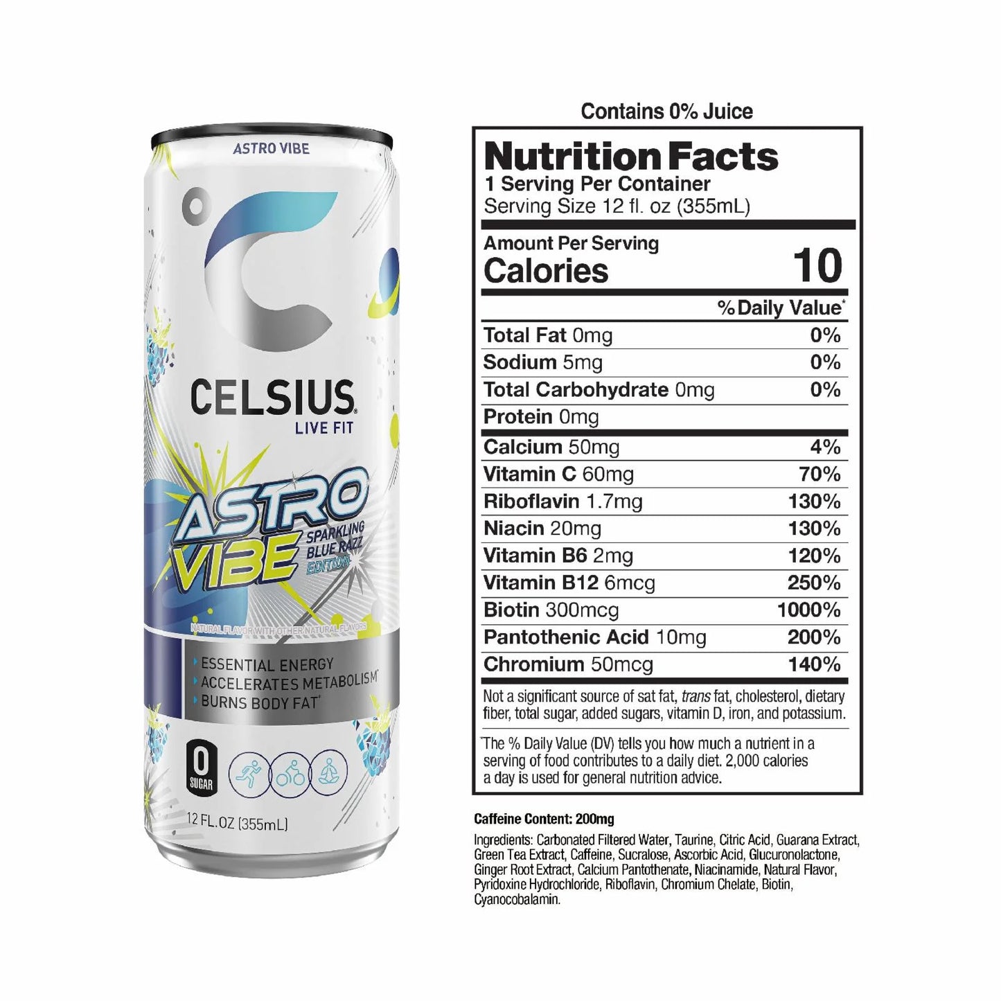 CELSIUS Sparkling Astro Vibe, Functional Energy Drink 12 fl oz Single Can