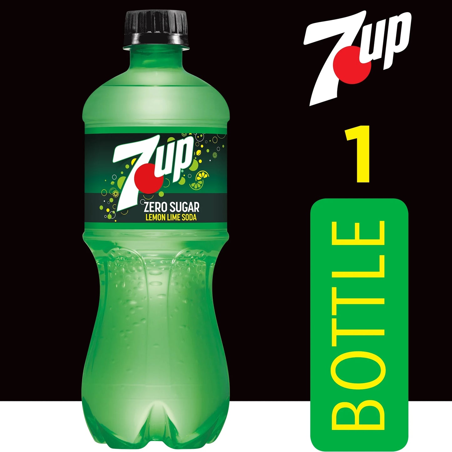 7UP Caffeine Free Zero Sugar Lemon Lime Soda Pop, 20 fl oz, Bottle