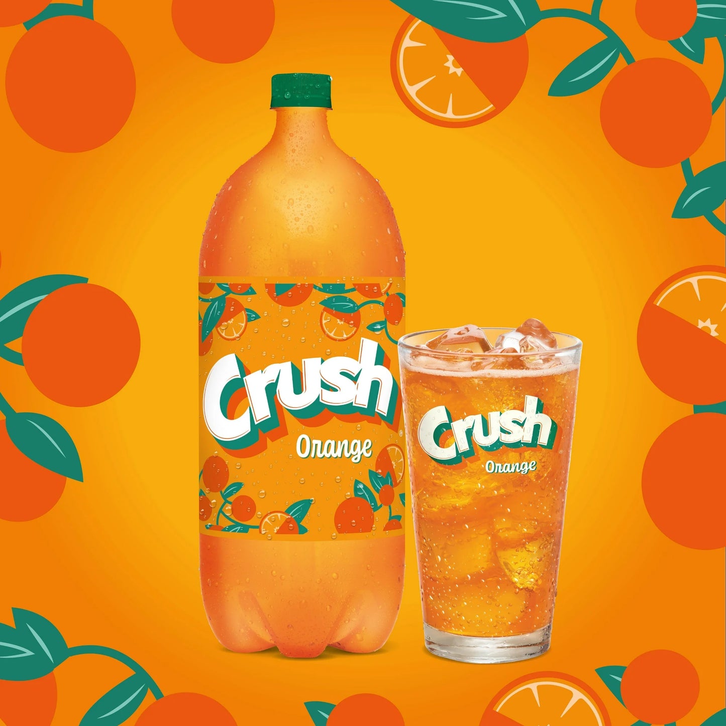 Crush Caffeine Free Orange Soda Pop, 2 L, Bottle