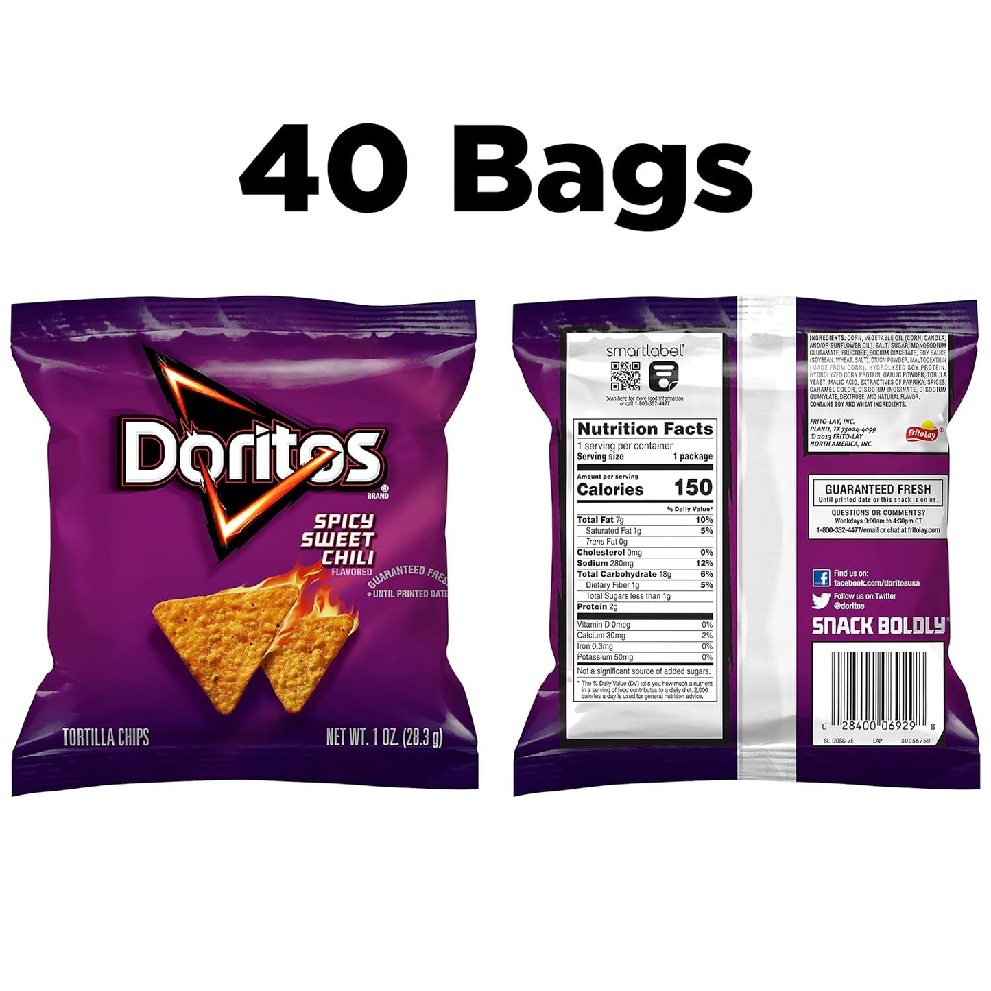 Doritos Flavored Tortilla Chips, Spicy Sweet Chili, 1 Ounce