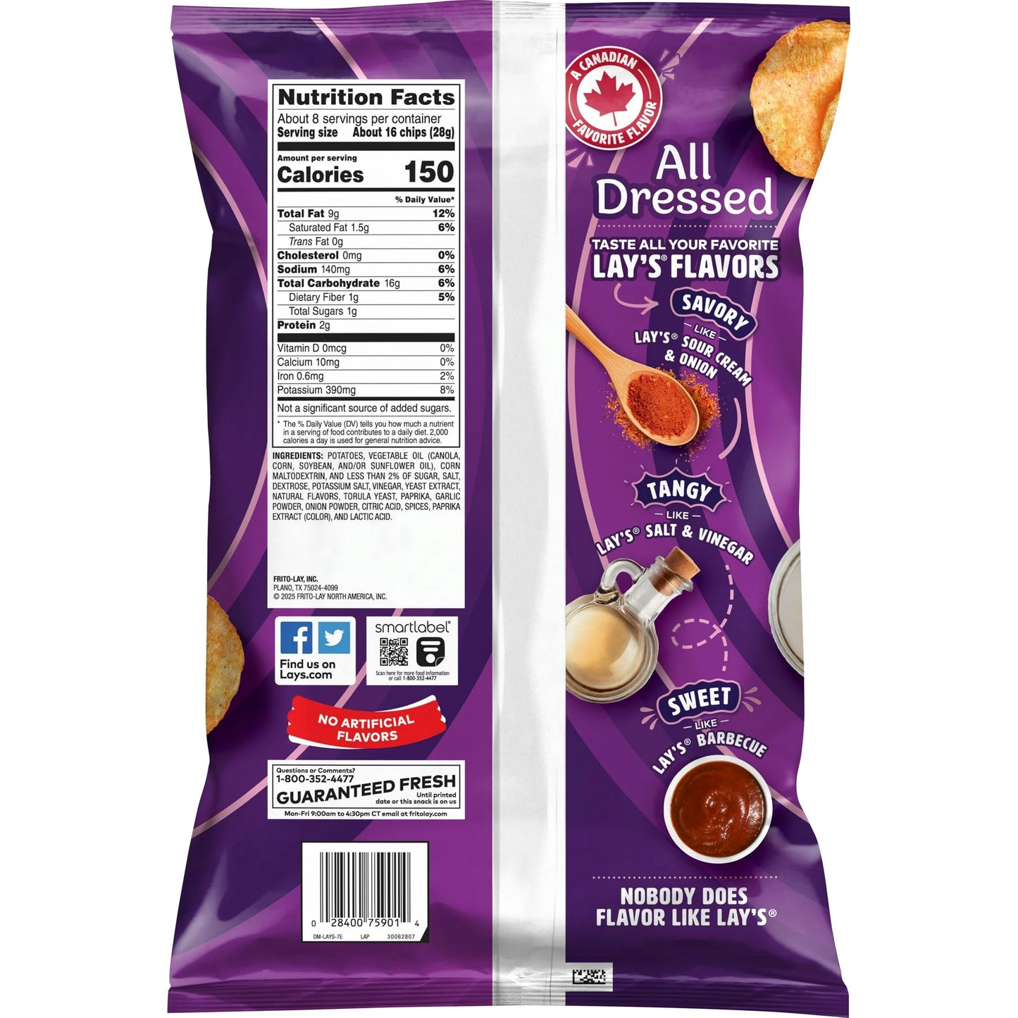 Lays All Dressed Potato Chips 7.75 oz Bag