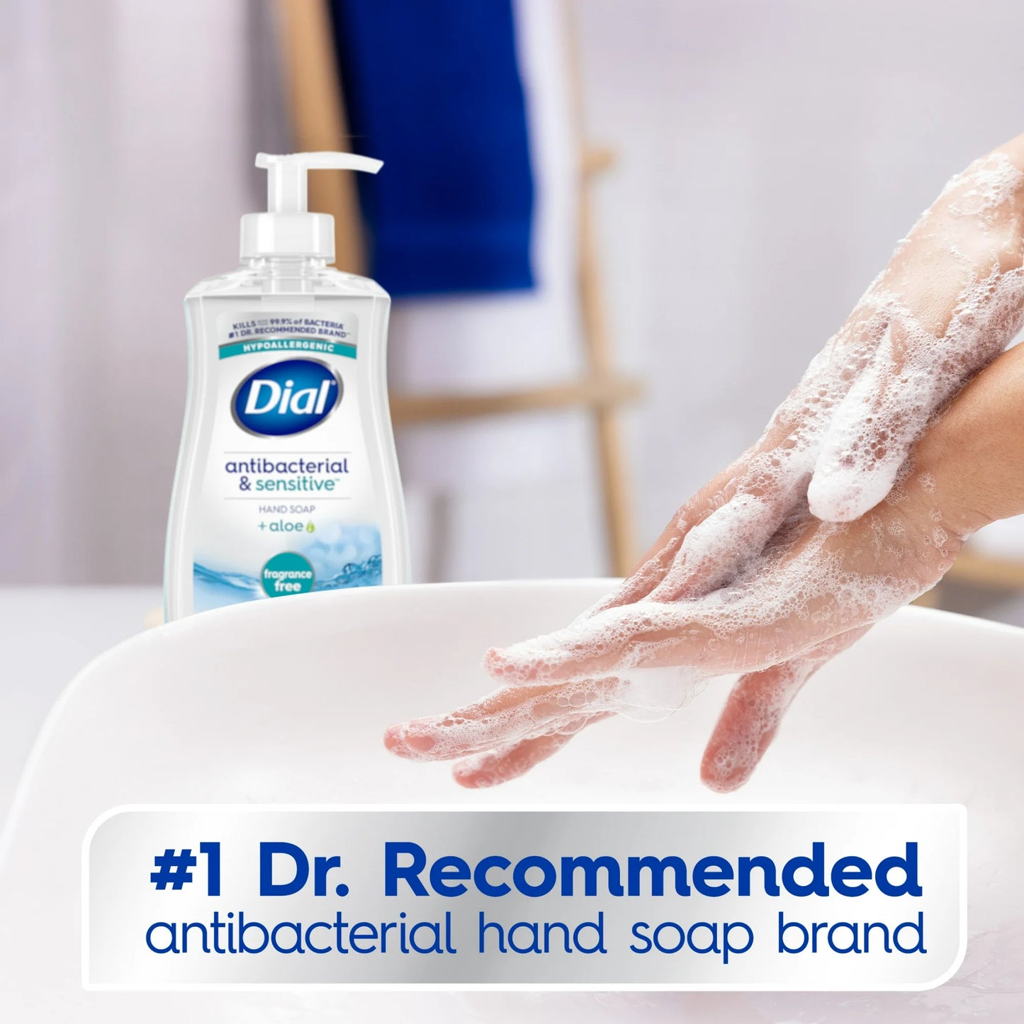 Dial Liquid Hand Soap, Antibacterial & Sensitive, Fragrance Free, 11 fl oz
