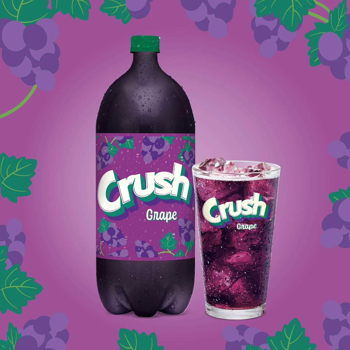 Crush Caffeine Free Grape Soda Pop, 2 L, Bottle