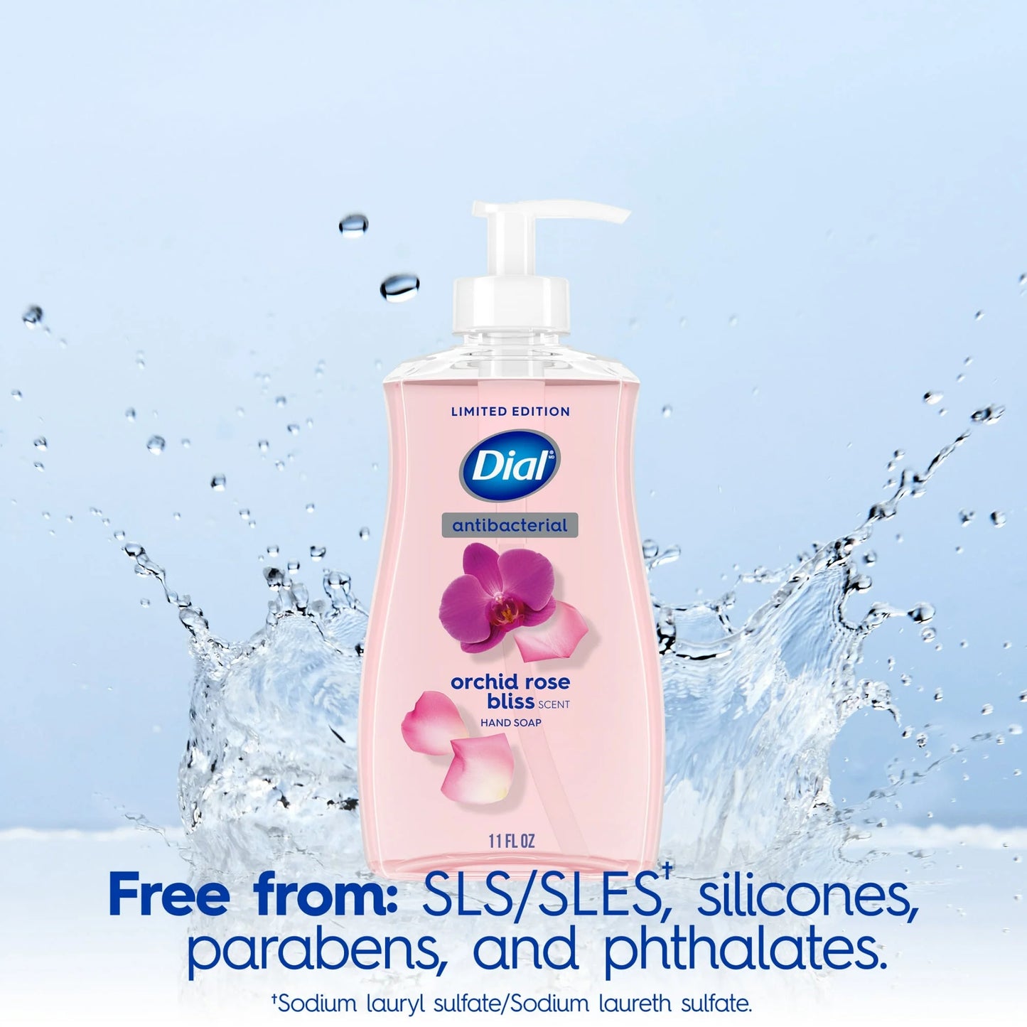 Dial Antibacterial Limited Edition, Orchid Rose Bliss Scent Liquid Hand Soap, 11oz