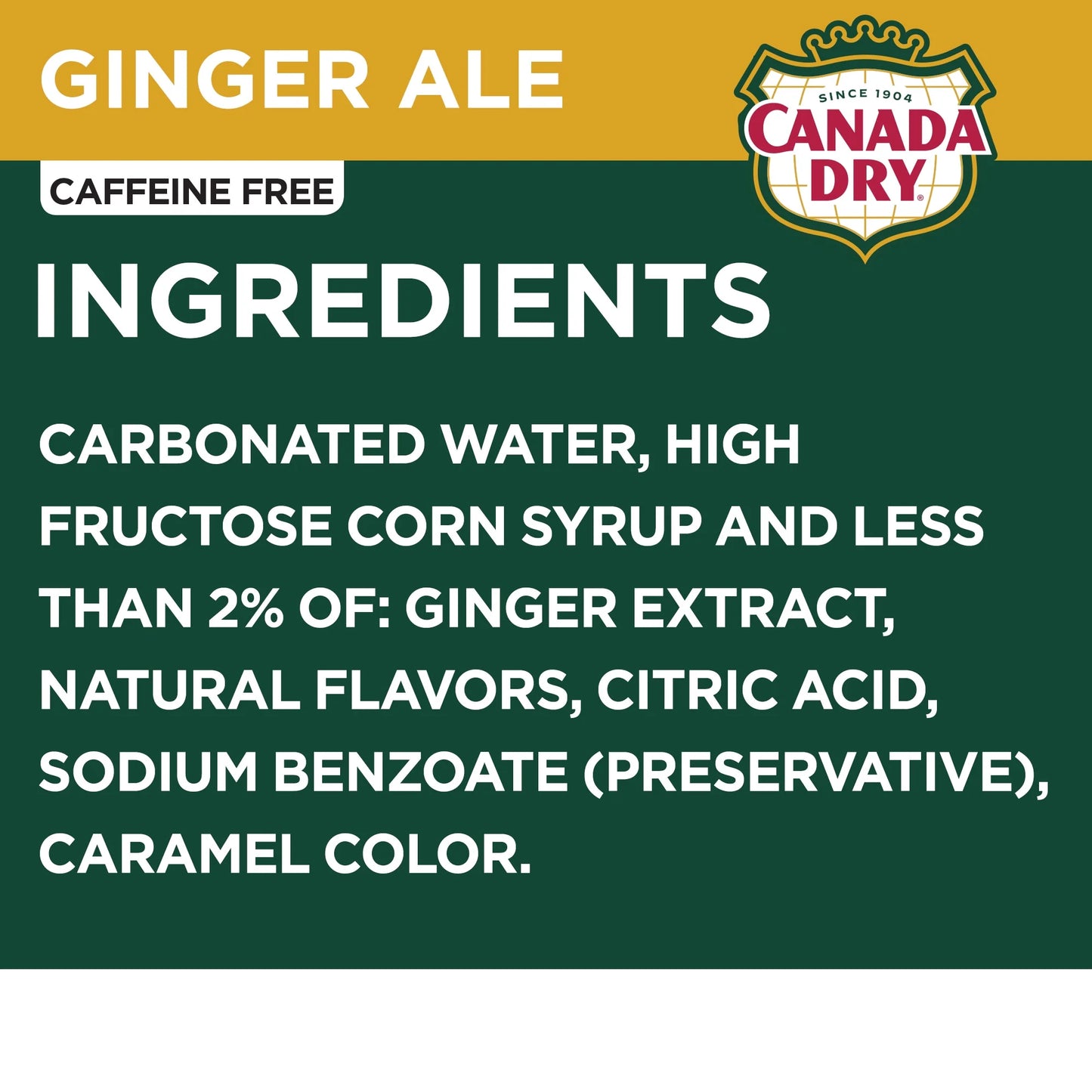 Canada Dry Caffeine Free Ginger Ale Soda Pop, 2 L, Bottle