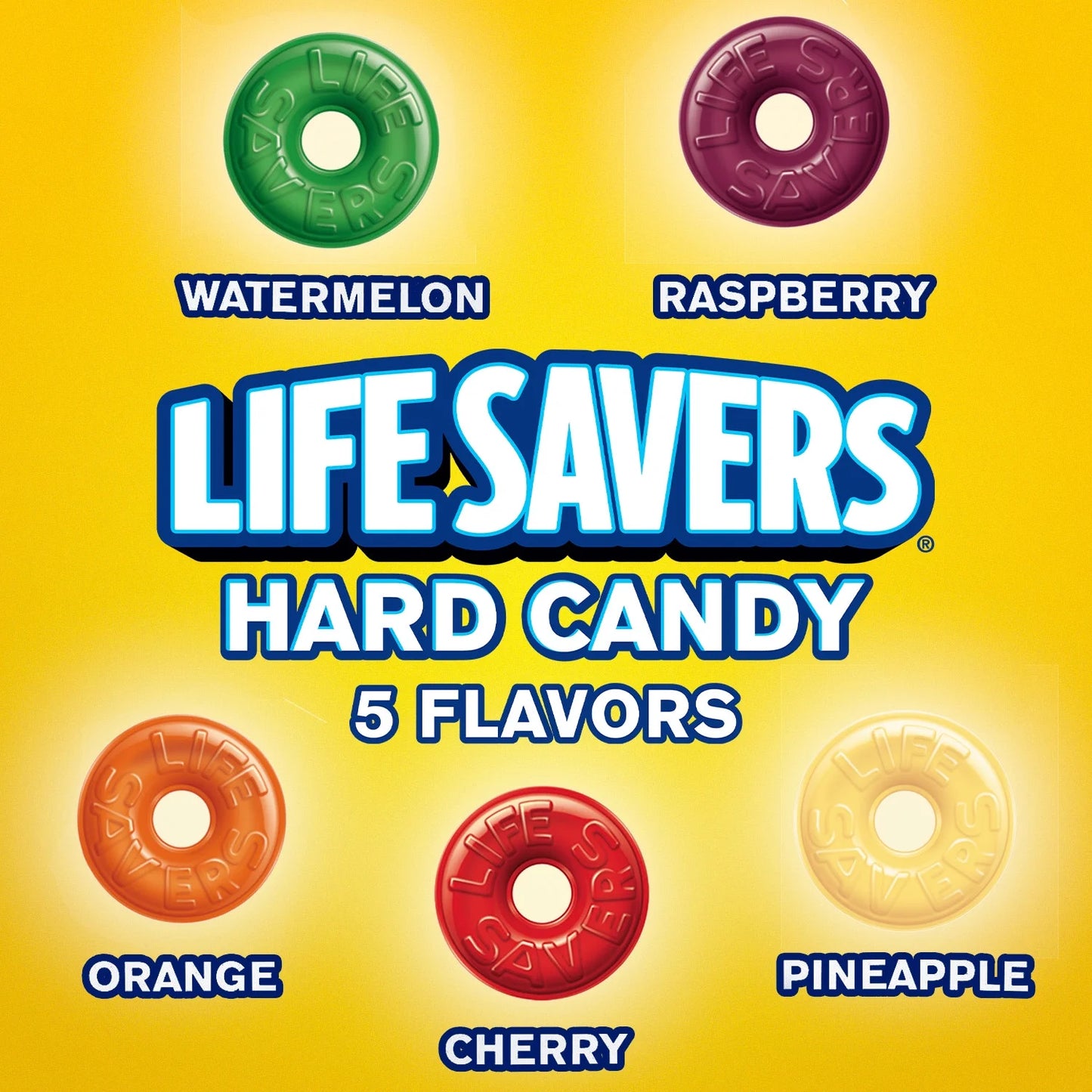 LIFE SAVERS Hard Candy, 5 Flavors Individually Wrapped Fruit Candy, Party Size, 50 oz Bag