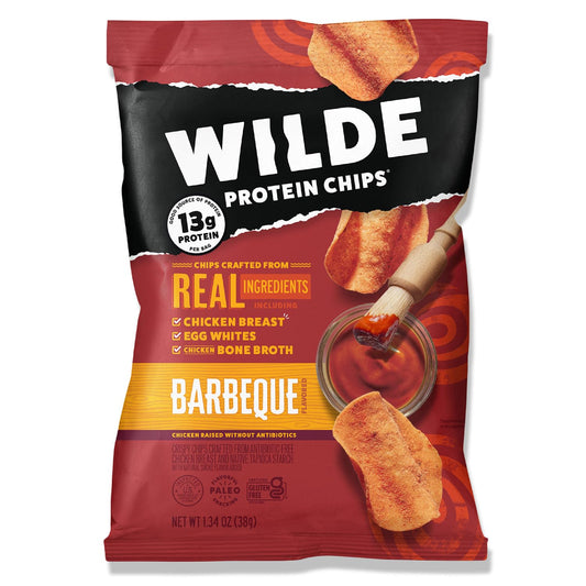 WILDE Protein Chips Barbeque, Thin and Crispy High Protein Snacks, Keto Friendly, Low Carb Chips, Real Ingredients, 1.34oz