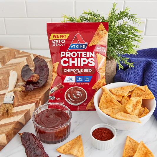 Atkins Chipotle BBQ Protein Chips, 4g Net Carbs, 13g Protein, Gluten Free, Low Glycemic, Keto Friendly