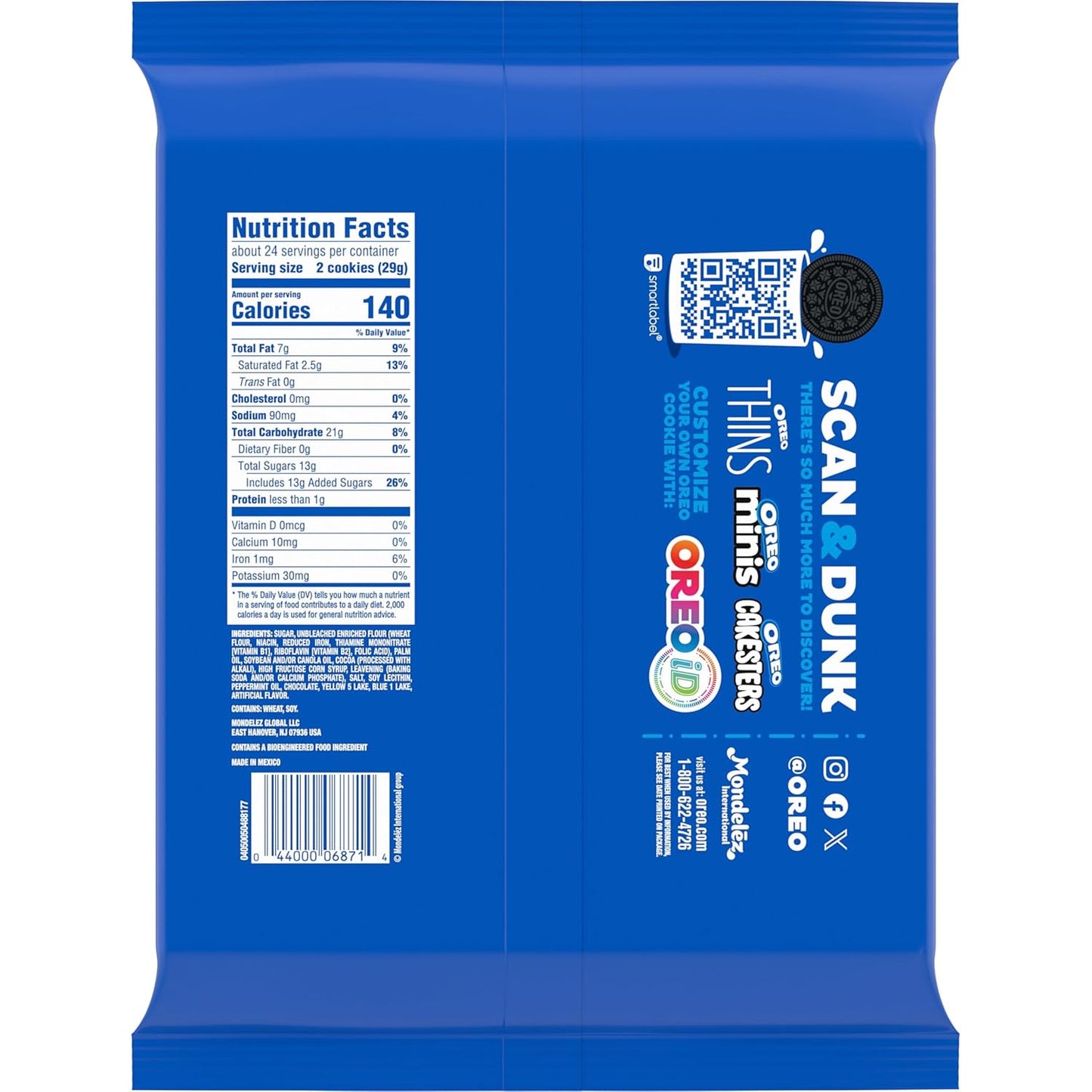 OREO Mint Creme Chocolate Sandwich Cookies, Party Size, 24.95 oz