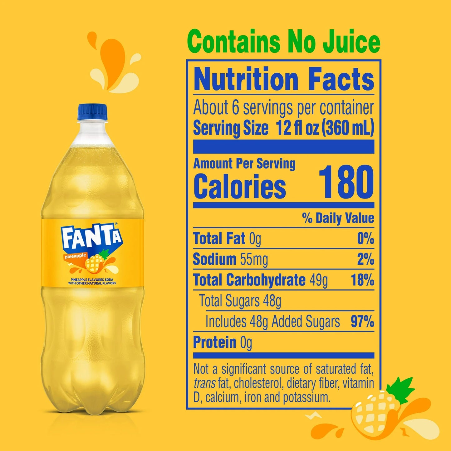 Fanta Pineapple Soda Pop, 2 Liter Bottle