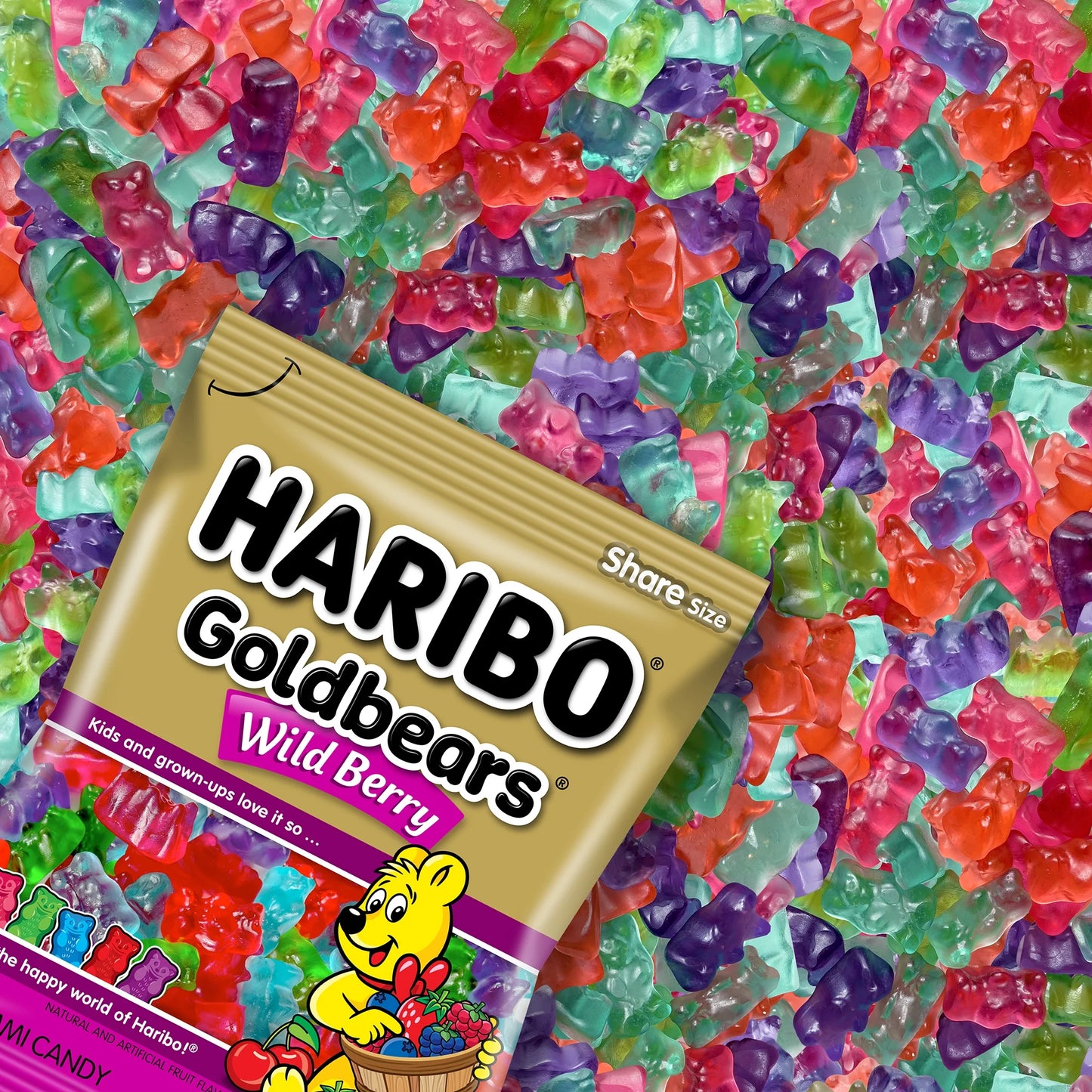HARIBO Goldbears Gummy Bears Wild Berry Candy Gummies, 4 oz, Share Bag