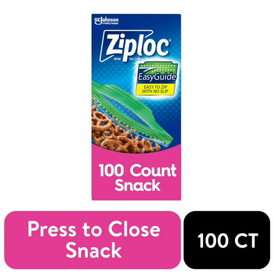 Ziploc® Brand Snack Bags with EasyGuide™ Texture, Grip 'n Seal Technology™, 100 count